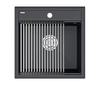 Кухонная мойка + коландер Paulmark PM115051-AN+R375-BS 50х51 цвет антрацит